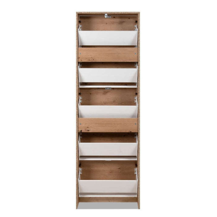 Scarpiera Koblenz con 5 ante a specchio colore quercia