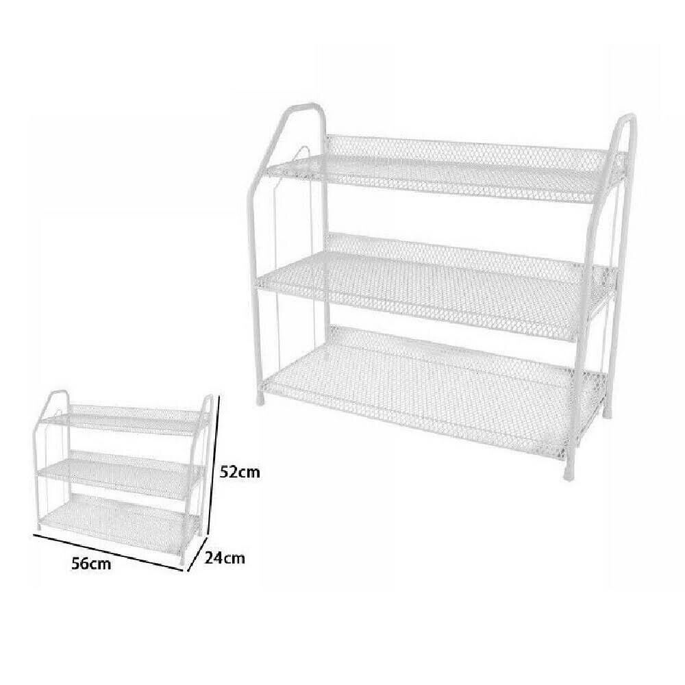 Scarpiera Porta Scarpe 3 Ripiani Piani In Metallo Bianco Mobile Salvaspazio67859