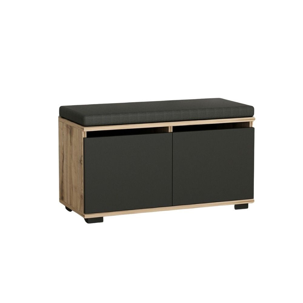 Scarpiera con pouff Dragoshoe noce e nero