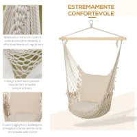 Amaca da Giardino in Corda Shabby Chic per Interni ed Esterni Bianca