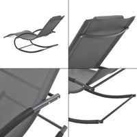 Lettino Prendisole a Dondolo Tarent'con Poggiatesta Rimovibile - Grigio Scuro [en.casa]