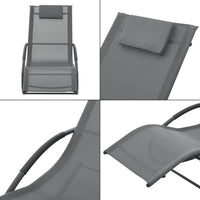 Lettino Prendisole a Dondolo Tarent'con Poggiatesta Rimovibile - Grigio Scuro [en.casa]