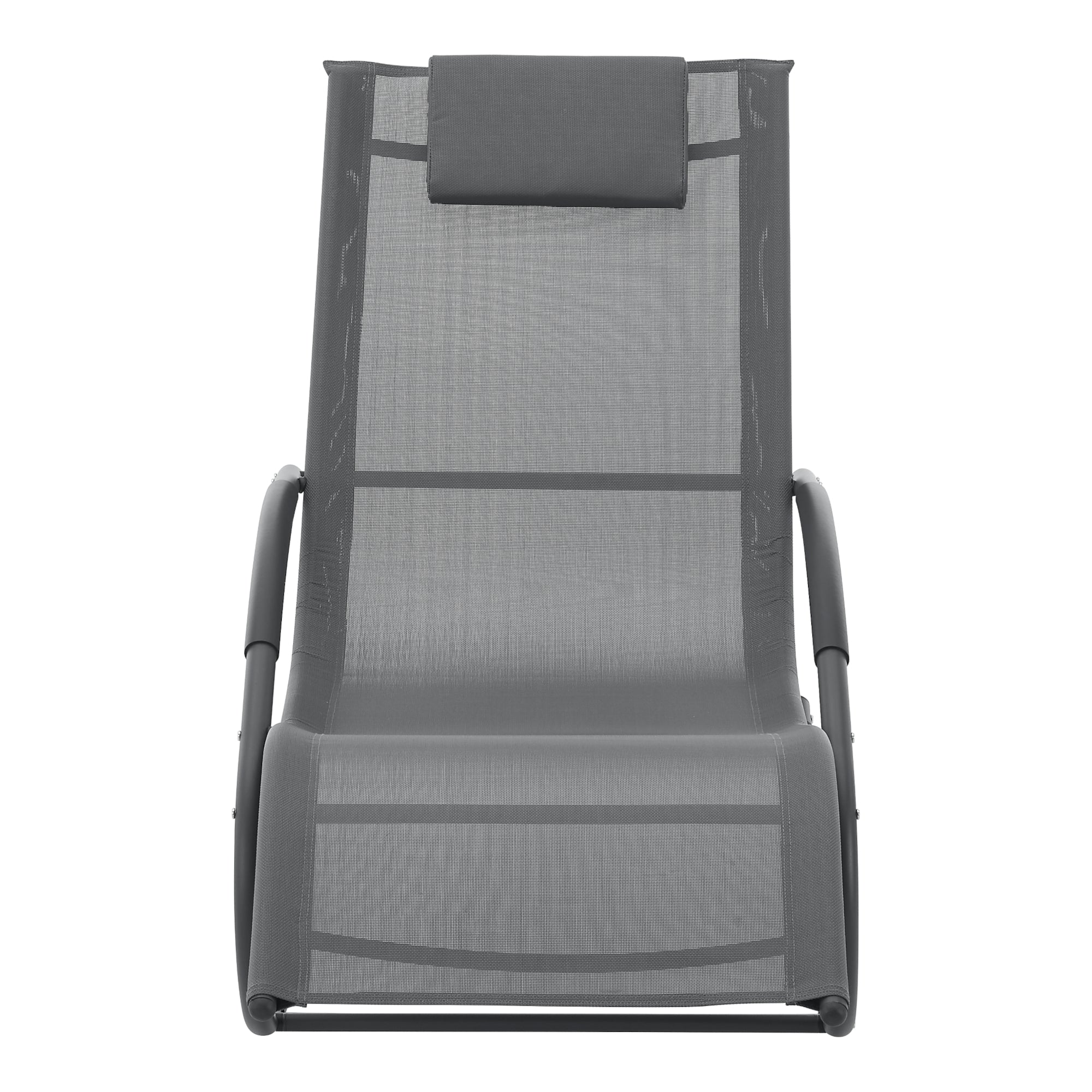 Lettino Prendisole a Dondolo Tarent'con Poggiatesta Rimovibile - Grigio Scuro [en.casa]