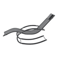 Lettino Prendisole a Dondolo Tarent'con Poggiatesta Rimovibile - Grigio Scuro [en.casa]