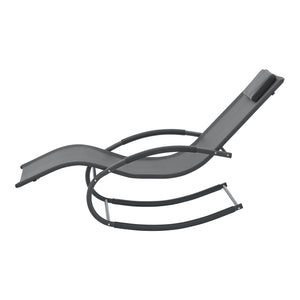 Lettino Prendisole a Dondolo Tarent'con Poggiatesta Rimovibile - Grigio Scuro [en.casa]
