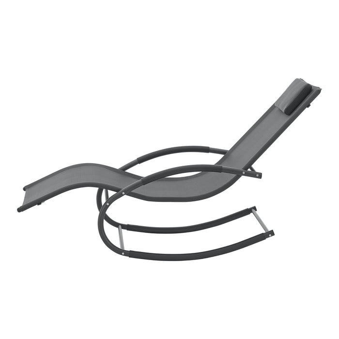 Lettino Prendisole a Dondolo Tarent'con Poggiatesta Rimovibile - Grigio Scuro [en.casa]