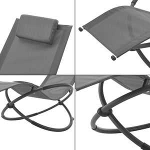 Lettino Prendisole a Dondolo Pulsano con Poggiatesta Rimovibile - Grigio Scuro [en.casa]