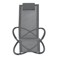 Lettino Prendisole a Dondolo Pulsano con Poggiatesta Rimovibile - Grigio Scuro [en.casa]