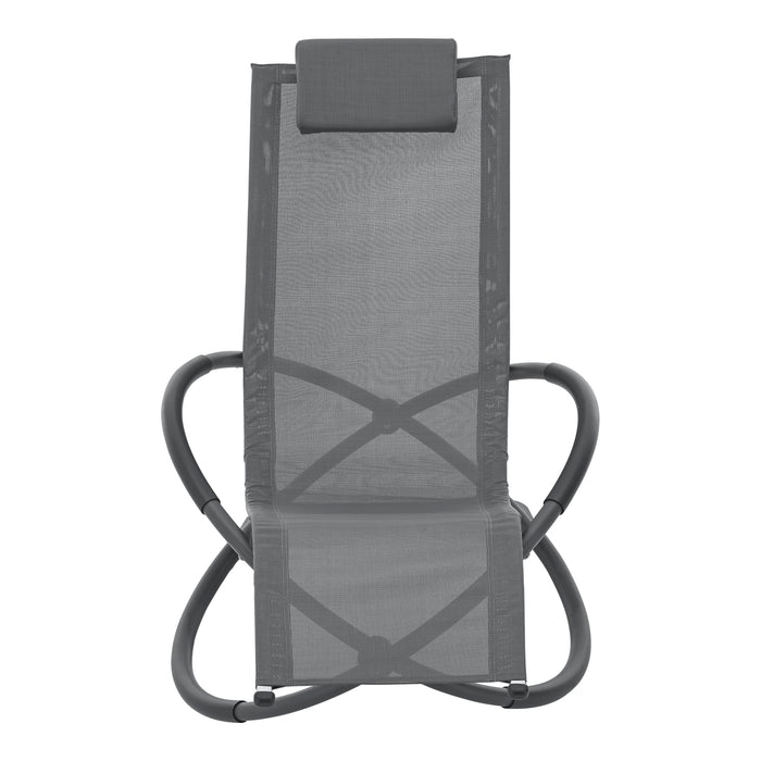 Lettino Prendisole a Dondolo Pulsano con Poggiatesta Rimovibile - Grigio Scuro [en.casa]