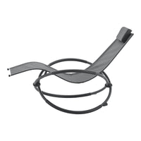 Lettino Prendisole a Dondolo Pulsano con Poggiatesta Rimovibile - Grigio Scuro [en.casa]