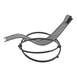 Lettino Prendisole a Dondolo Pulsano con Poggiatesta Rimovibile - Grigio Scuro [en.casa]