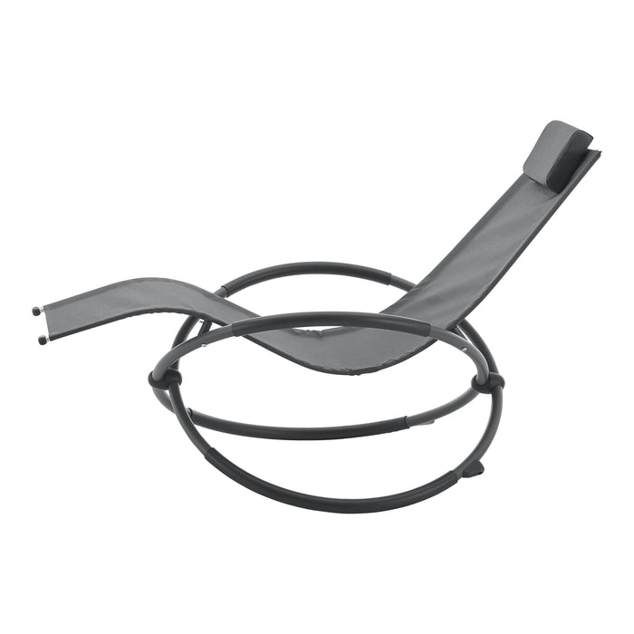 Lettino Prendisole a Dondolo Pulsano con Poggiatesta Rimovibile - Grigio Scuro [en.casa]