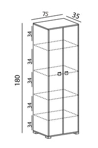 Armadio 2 ante Clara dispensa cucina multiuso lavanderia spogliatoio 75x35x180H con ripiani Antracite/Noce
