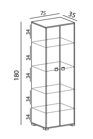 armadio 2 ante Clara dispensa cucina multiuso lavanderia spogliatoio 75x35x180H con ripiani - Olmo
