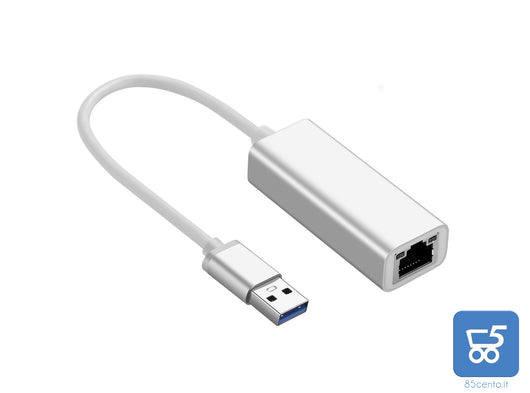 Scheda di Rete esterna Adattatore USB 3,0 Ethernet Giga 10/100/1000 Mbps Silver Alluminio RJ45 per MAC PC Win Linux