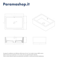 Lavabo da appoggio rettangolare con troppopieno 51,5x36x15 cm Bianco