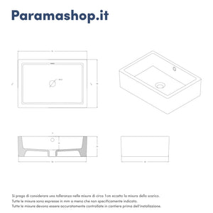 Lavabo da appoggio rettangolare con troppopieno 51,5x36x15 cm Bianco