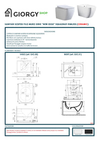 Coppia Sanitari Sospesi Rimless Senza Brida Serie New Edge Nero Opaco Coprivaso Soft-Close Incluso