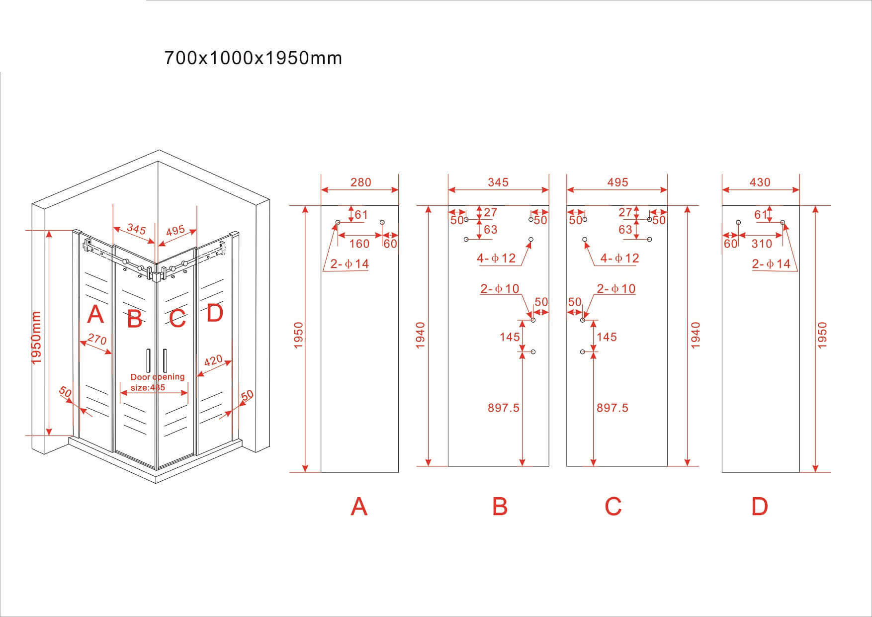 Box Doccia Cristallo 8mm Trasparente Doppio Scorrevole H195cm - Scorpius - 90x90