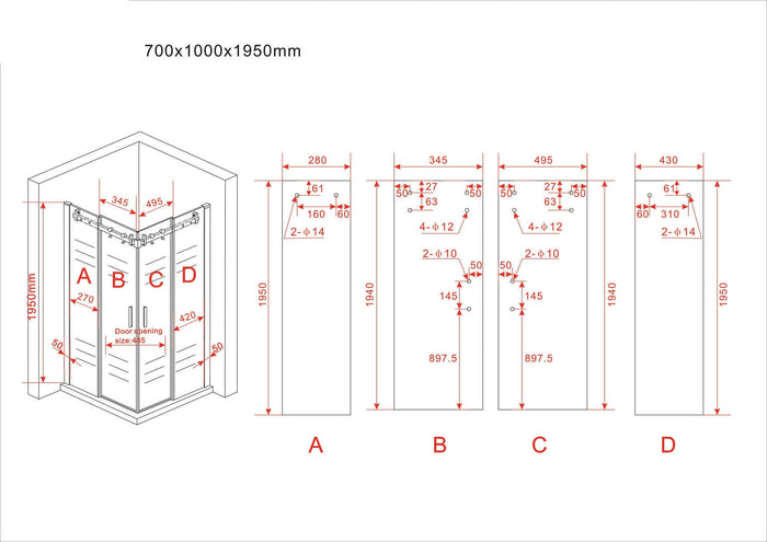 Box Doccia Cristallo 8mm Trasparente Doppio Scorrevole H195cm - Scorpius - 80x90