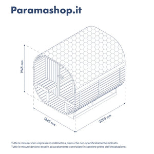 Sauna finlandese da esterno 4 persone 185x220cm h194 in legno di abete | Kota