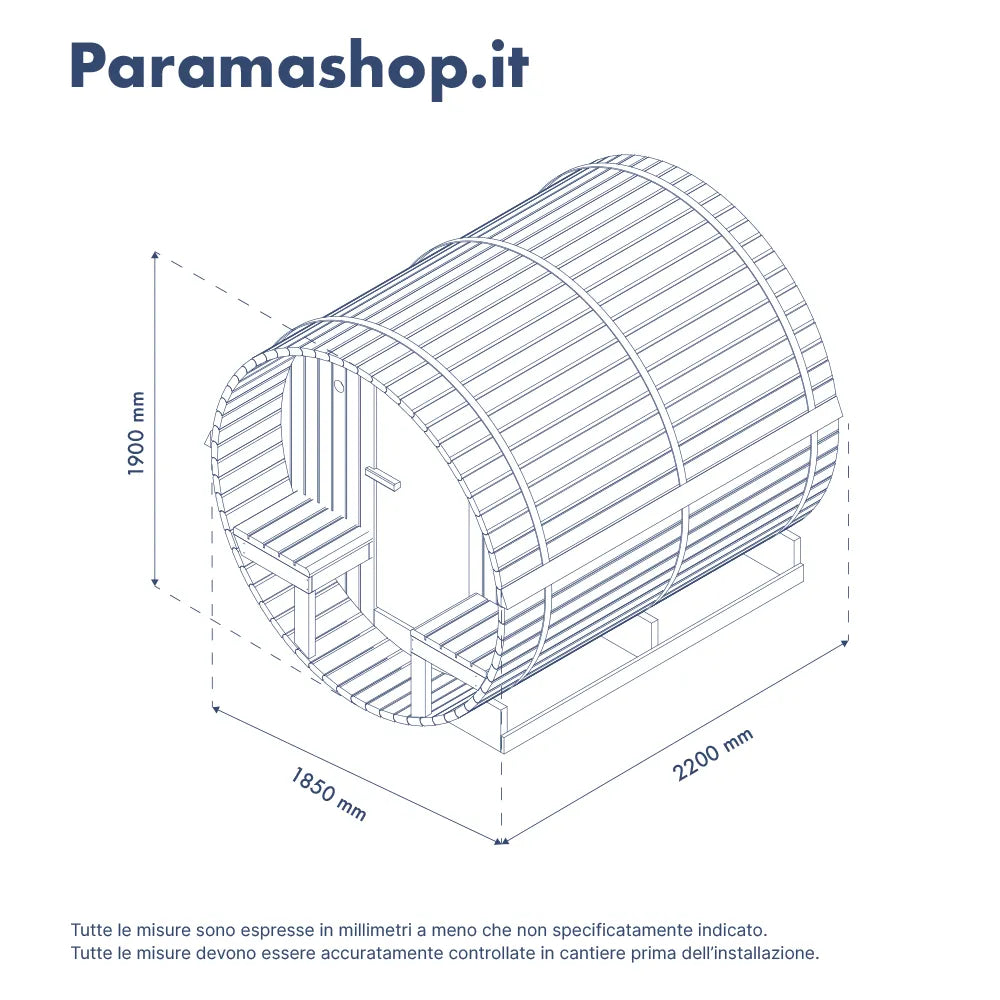 Sauna finlandese da esterno 4 persone 185x220 cm h190 in legno di abete | Onsen