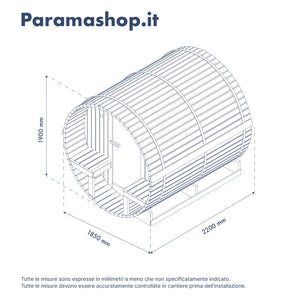 Sauna finlandese da esterno 4 persone 185x220 cm h190 in legno di abete | Onsen