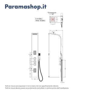 Pannello doccia termostatico in alluminio nero opaco a 3 funzioni | Niagara