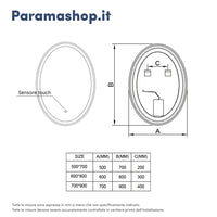 Specchio led ovale 60x80 cm touch screen luce calda/fredda | Leaf