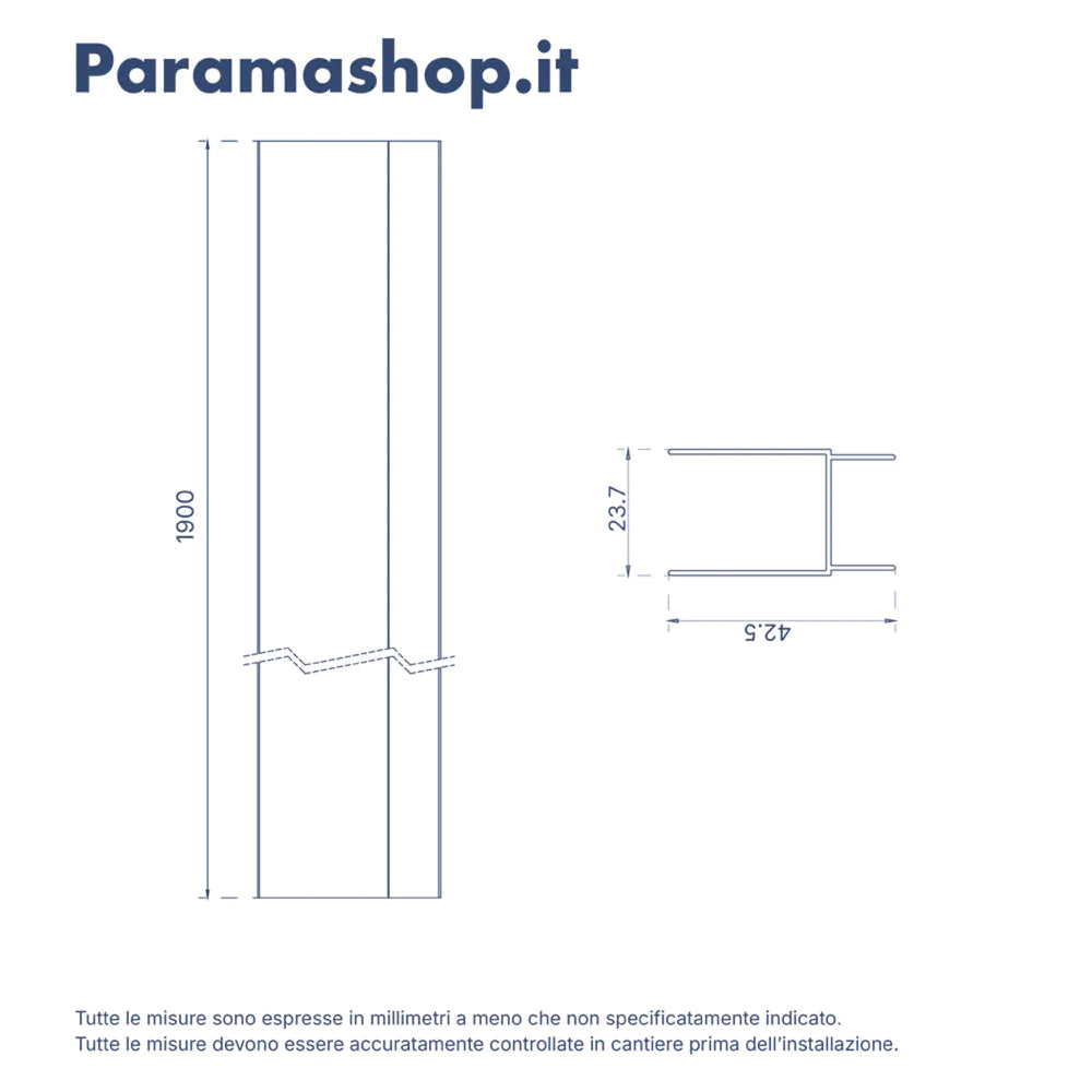Profilo di compensazione nero opaco per box doccia Portofino