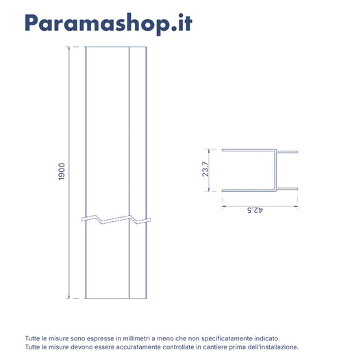 Profilo di compensazione nero opaco per box doccia Portofino