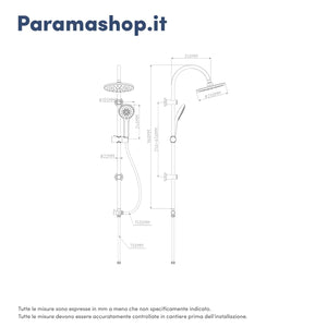 Colonna doccia in acciaio inox soffione 20 cm | Brenta