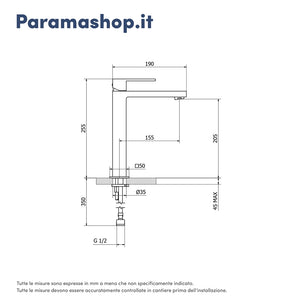 Set miscelatore lavabo alto, bidet ed incasso doccia monocomando in ottone cromato | Hedy