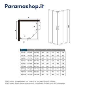 Box doccia 75x75 cm angolare alluminio bianco vetro temperato 4mm trasparente | Ibiza