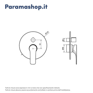 Set doccia cromato - Miscelatore incasso 2 vie Judy, braccio 40cm, soffione slim 30cm e doccino