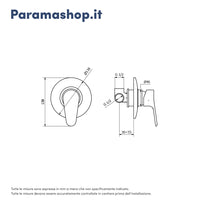 Set doccia cromato - Miscelatore incasso Judy con braccio e soffione slim 20 cm