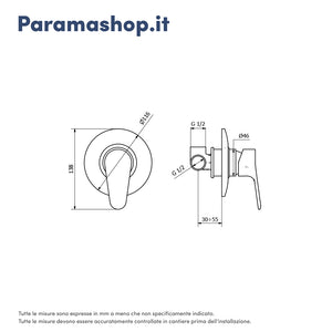 Set doccia cromato - Miscelatore incasso Judy con braccio e soffione slim 20 cm