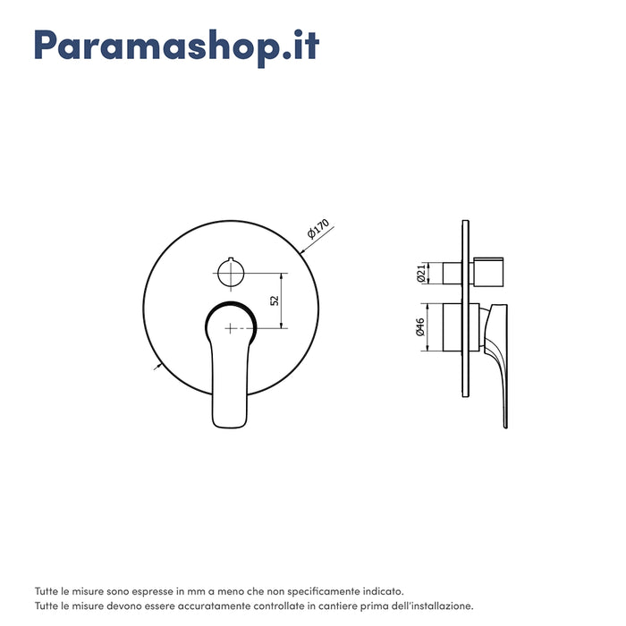Set miscelatore lavabo alto e bidet senza scarico ed incasso doccia con deviatore in ottone cromato | Mia