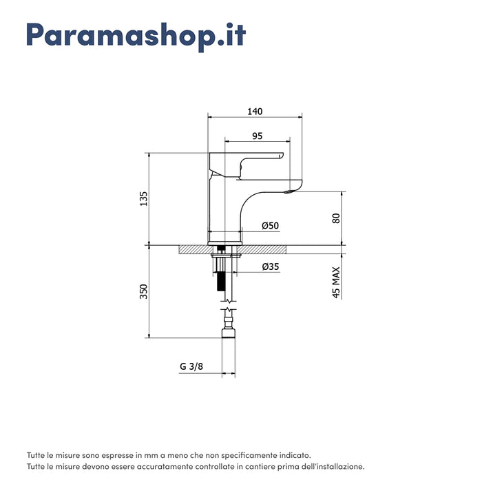 Miscelatore lavabo senza scarico cromato | Mia