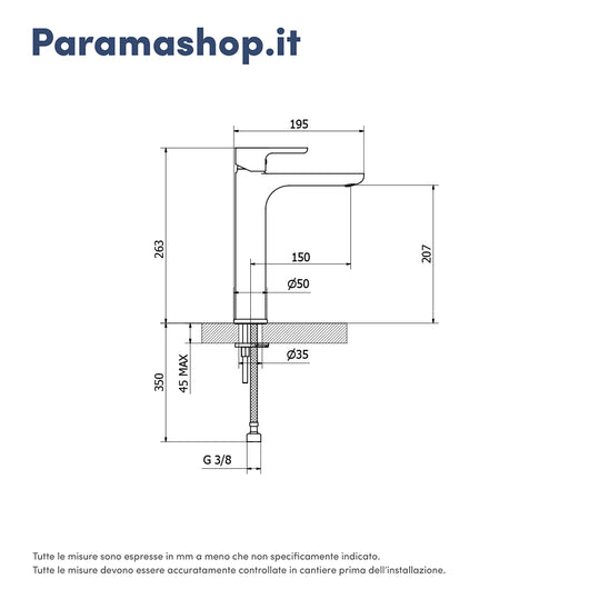 Set miscelatore lavabo alto, bidet ed incasso doccia monocomando in ottone cromato | Mia