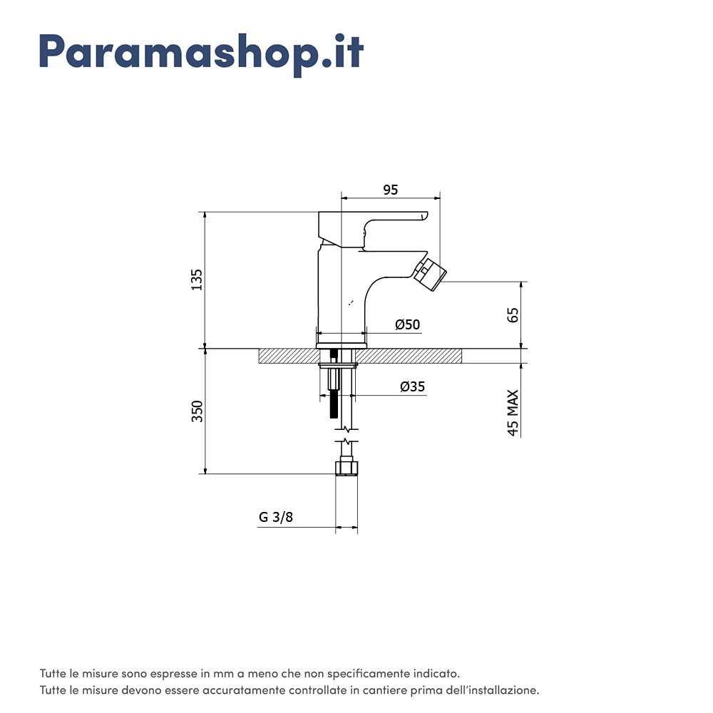 Set miscelatore lavabo ad incasso e bidet senza scarico cromato | Mia