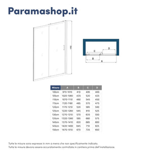 Porta doccia 125 cm scorrevole reversibile vetro 6mm opaco h190 | Sicily