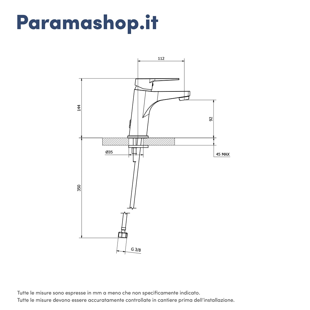 Miscelatore lavabo senza scarico cromato | Sophia