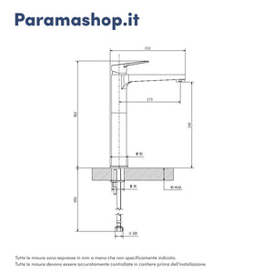 Miscelatore lavabo alto senza scarico cromato | Sophia