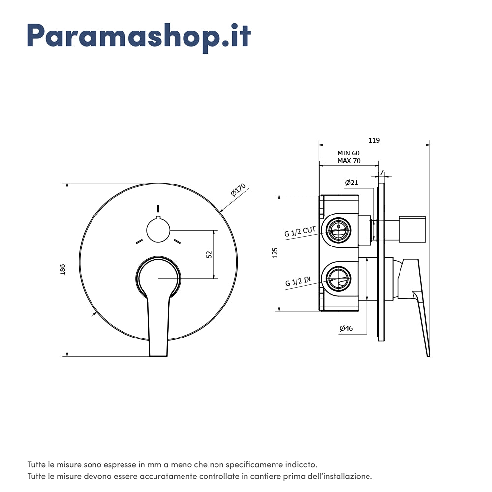 Set miscelatore lavabo e bidet senza scarico ed incasso doccia con deviatore in ottone cromato | Sophia