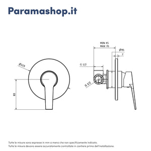 Set miscelatore lavabo ad incasso e bidet ed incasso doccia monocomando in ottone cromato | Sophia