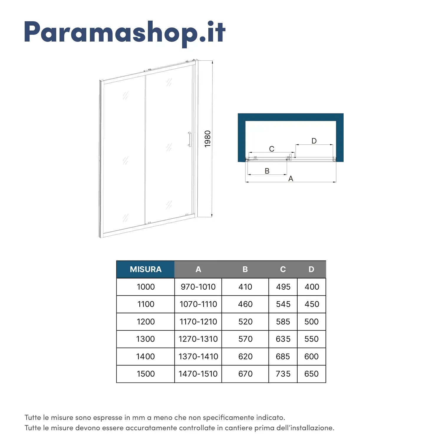 Nicchia doccia 120 cm reversibile scorrevole vetro 6 mm opaco h 198 | Tahiti
