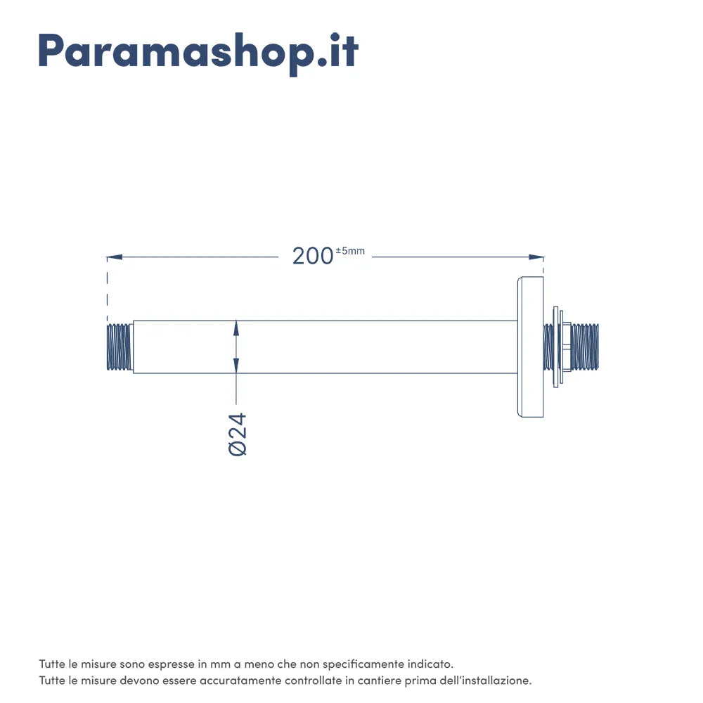 Braccio doccia a soffitto cromato 20 cm