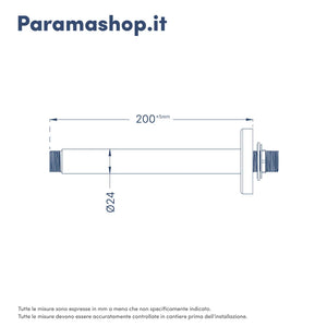 Braccio doccia a soffitto cromato 20 cm