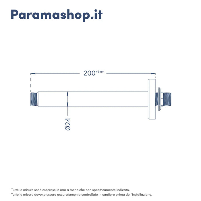 Braccio doccia a soffitto cromato 20 cm